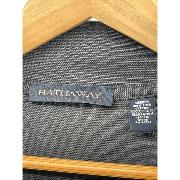 Hathaway 1/4 Zip Shirt Sweater Men Medium Gray Long Sleeve High Neck‎ - Picture 3 of 11